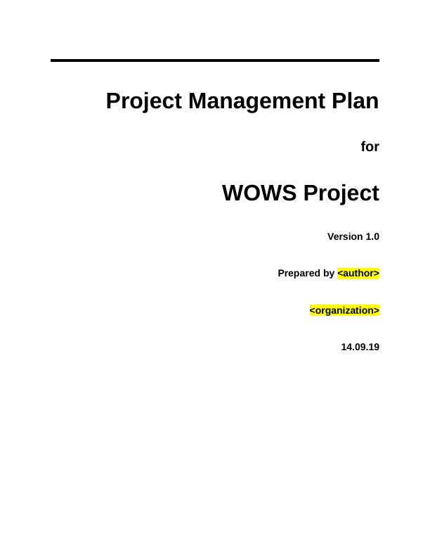 Project Management Plan for WOWS Project_1