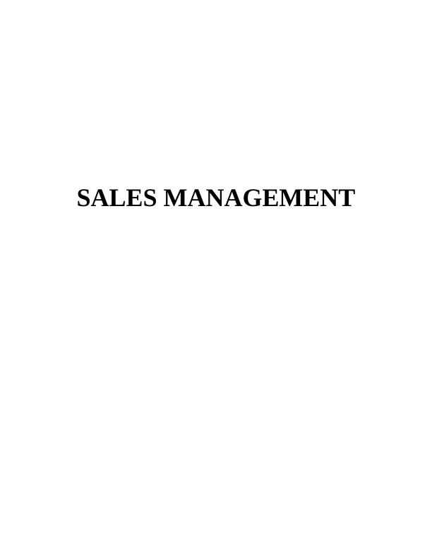 Sales Management Assignment - Marks and Spencer_1