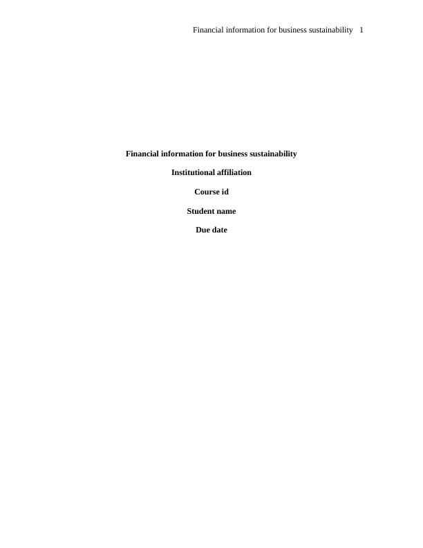 Report on Financial Information for Business Sustainability_1