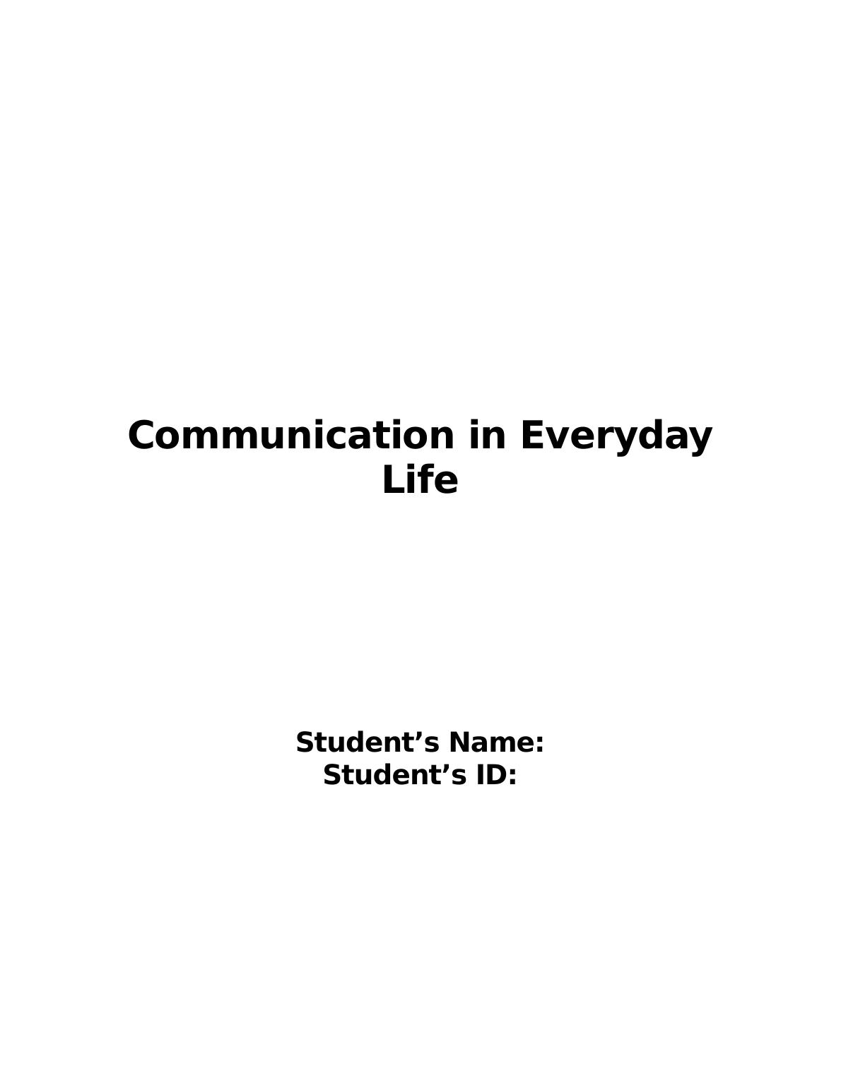 assignment on communication in everyday life