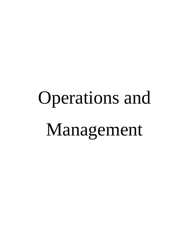 Importance of Operational Management Report : Marks & Spencer Ltd_1