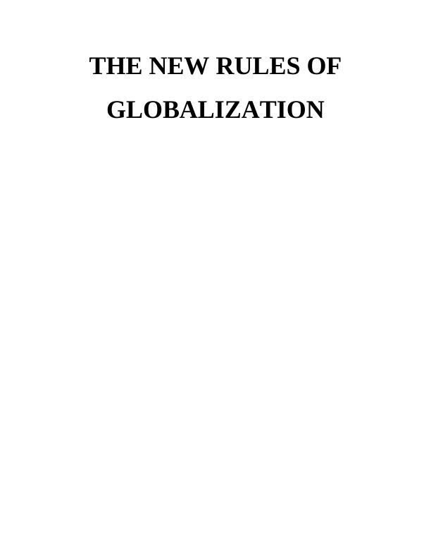 Assignment on The New Rules of Globalization_1