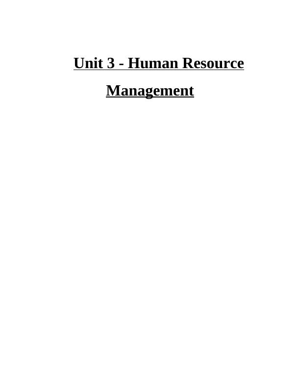 Human Resource Management Unit 3 - Introduction_1