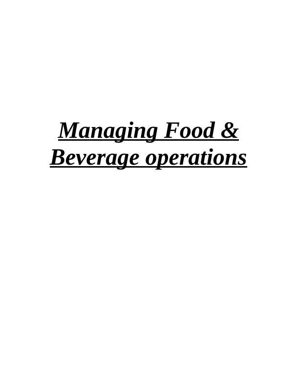 Food & Beverage Operations Assignment (Doc)_1