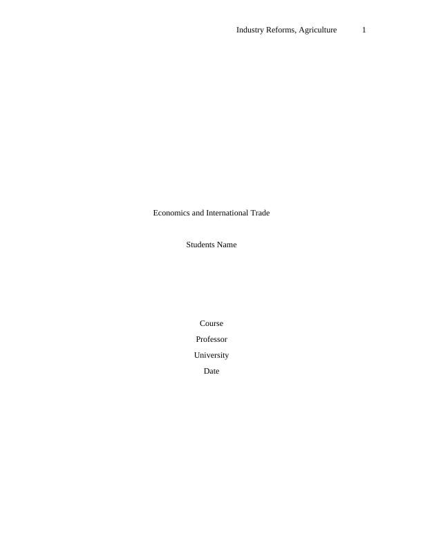 Economics and International trade assignment_1