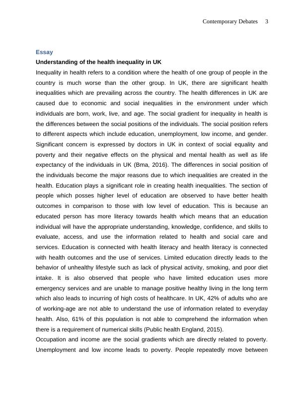 health inequality uk essay