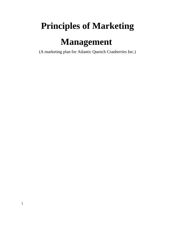 (DOC) Principles of Marketing Management : Assignment_1