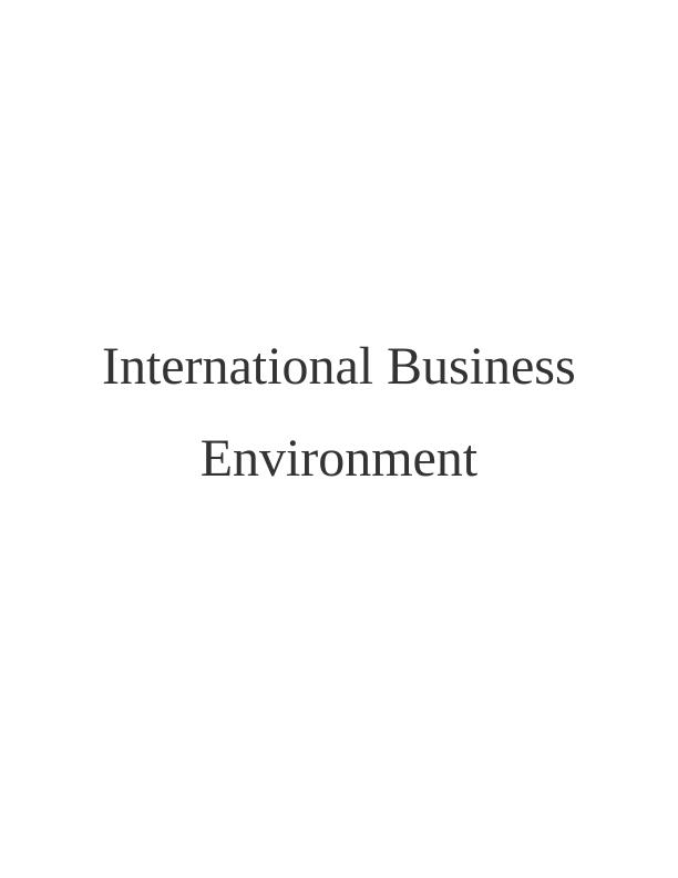 International Business Environment-Assignment_1