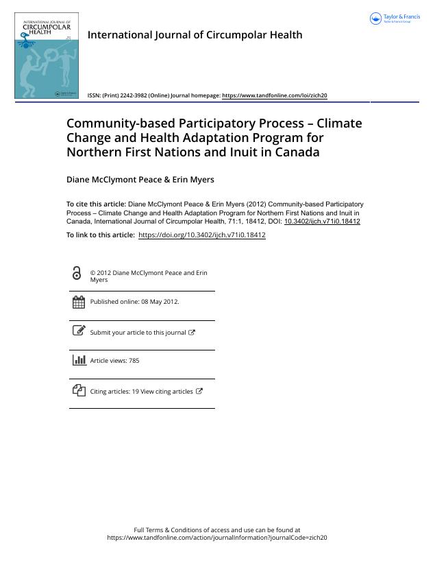 Community-based Participatory Process - Climate Change and Health Adaptation Program for Northern First Nations and Inuit in Canada_1