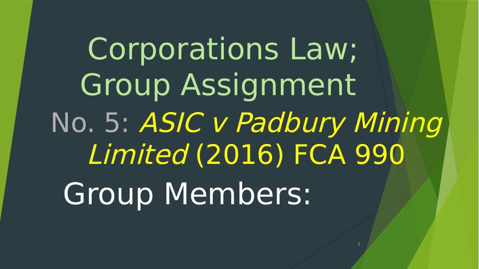 ASIC v Padbury Mining Limited: Breach of Directors' Duties_1