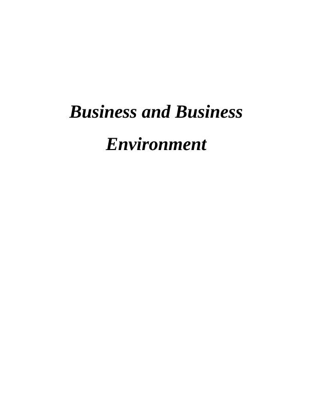 (Solution) Business and Business Environment Assignment_1