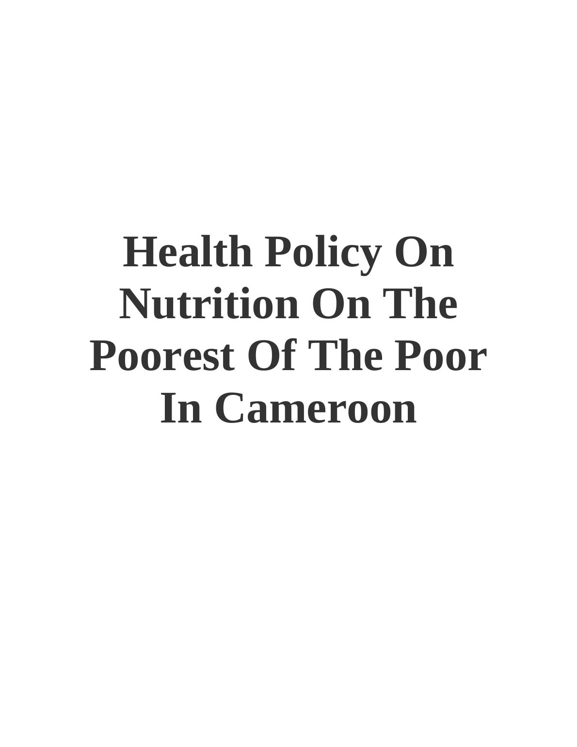 Poverty and Malnutrition in Cameroon_1