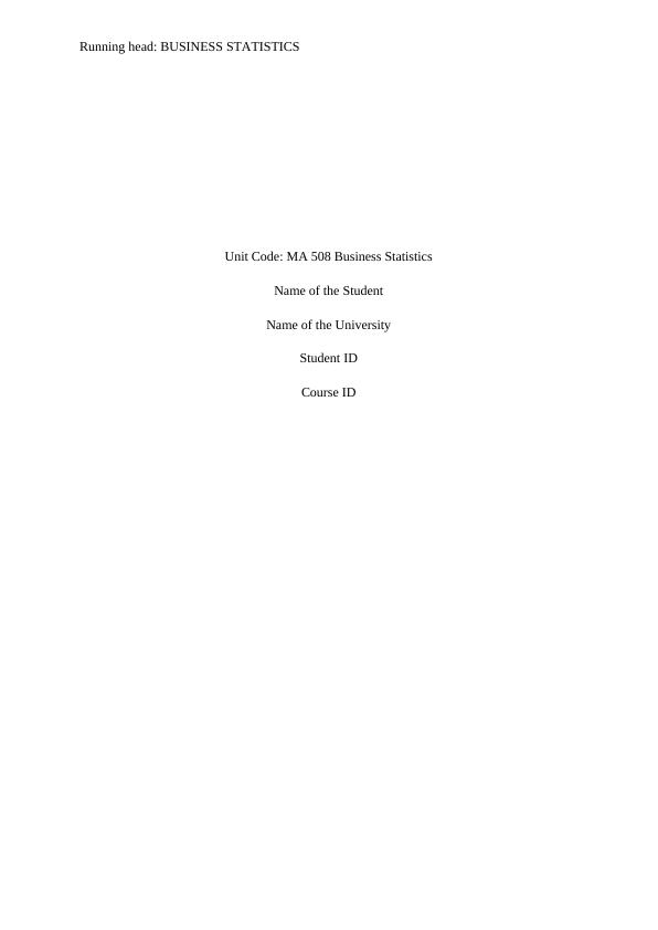 MA508 -  Business Statistics - Assignment_1