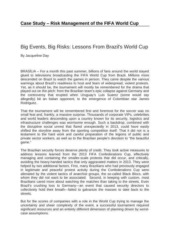 Case Study – Risk Management of the FIFA World Cup_1
