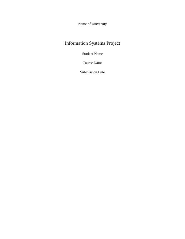 Information Systems Project Report 2022_1
