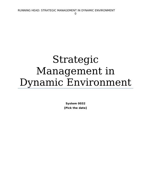 Strategic Management in Dynamic Environment_1