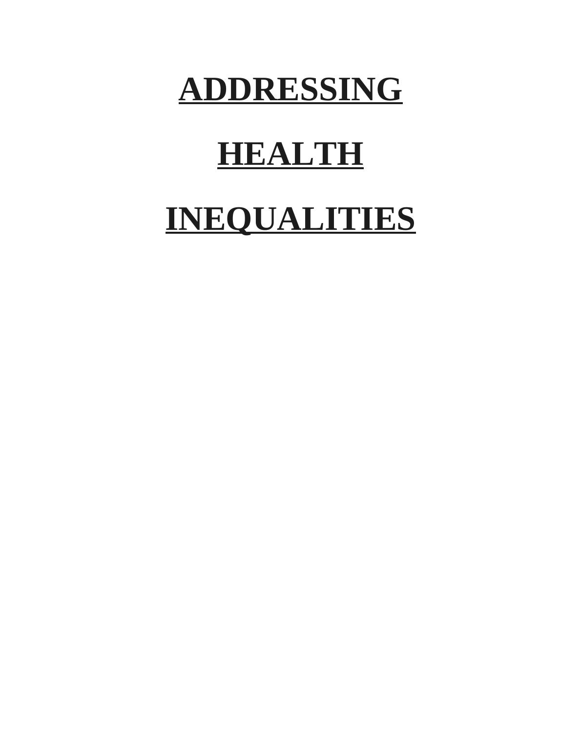 Addressing Health Inequalities - Assignment_1