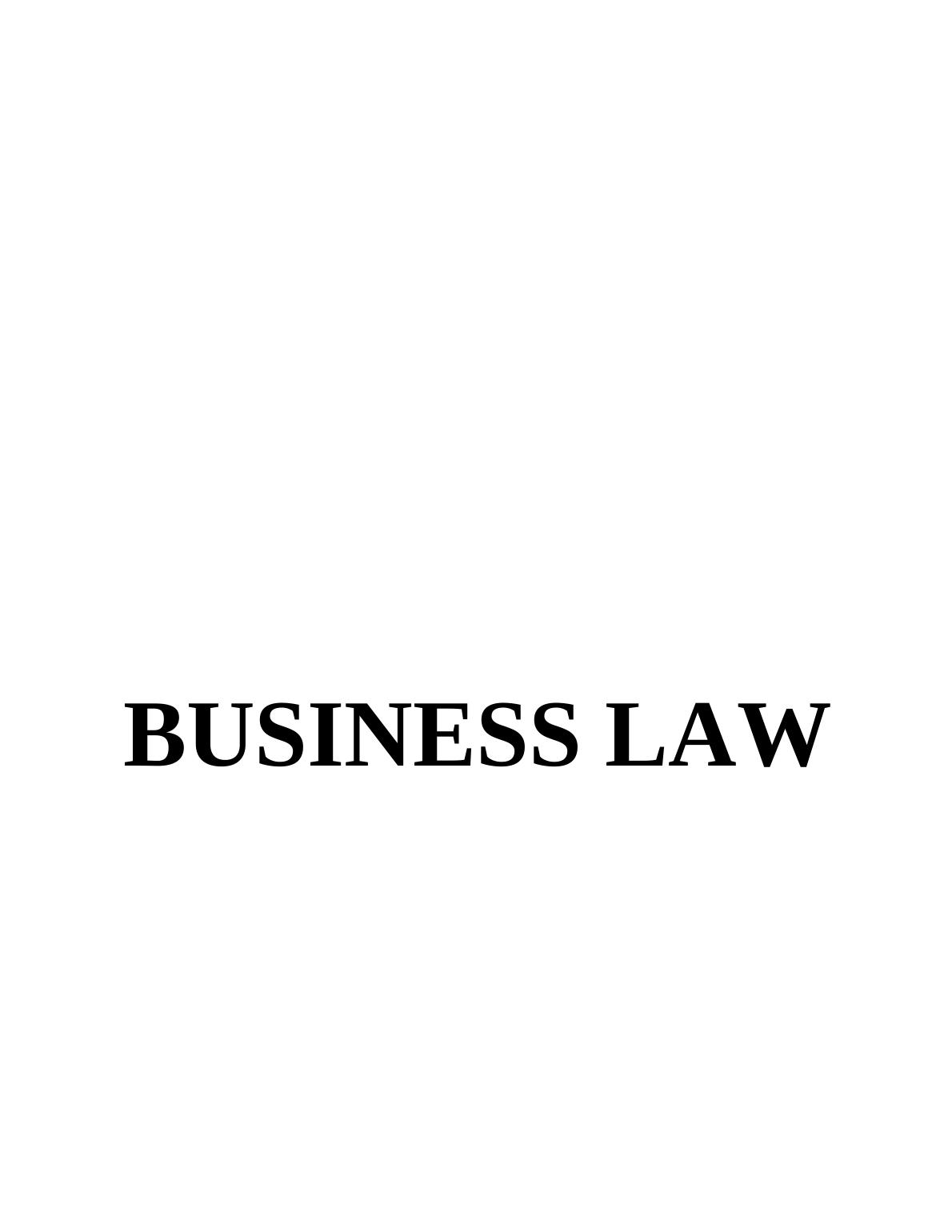 BUSINESS LAW TABLE OF CONTENTS_1