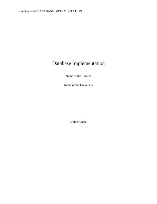 Database Implementation Assignment Report_1