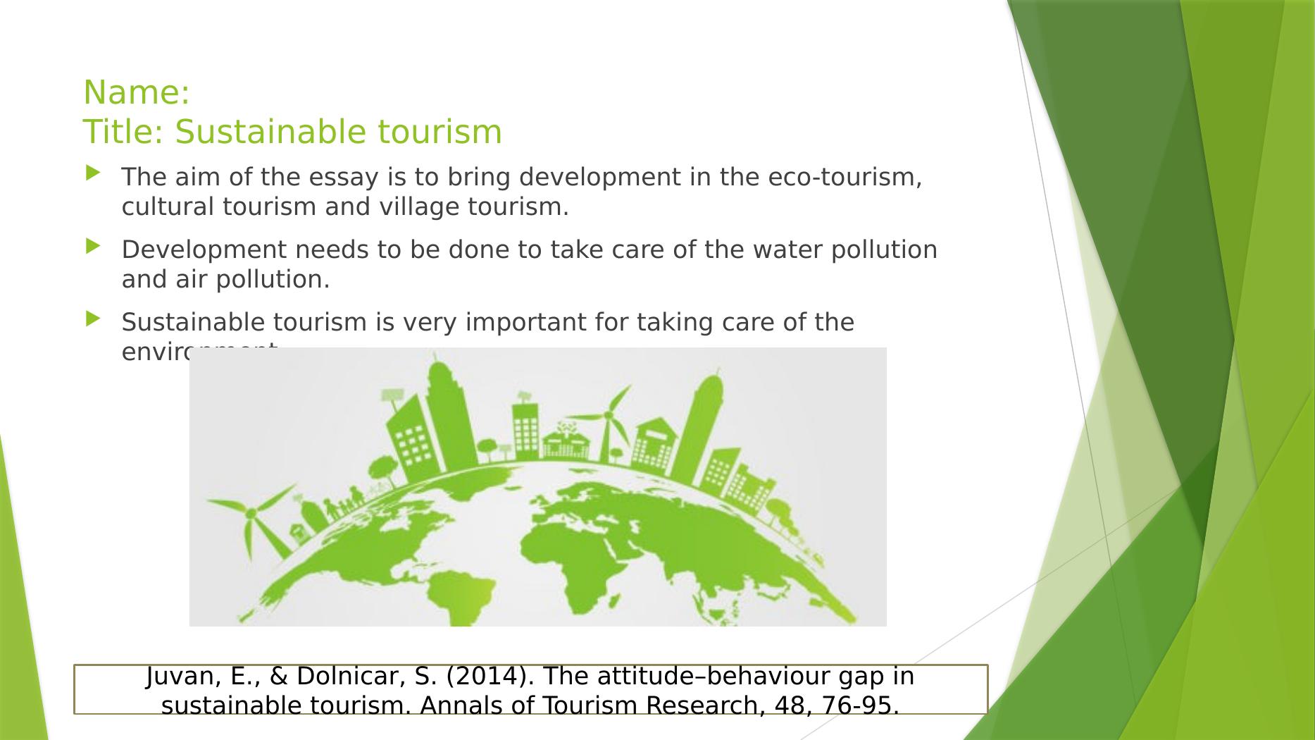 how to achieve sustainable tourism essay