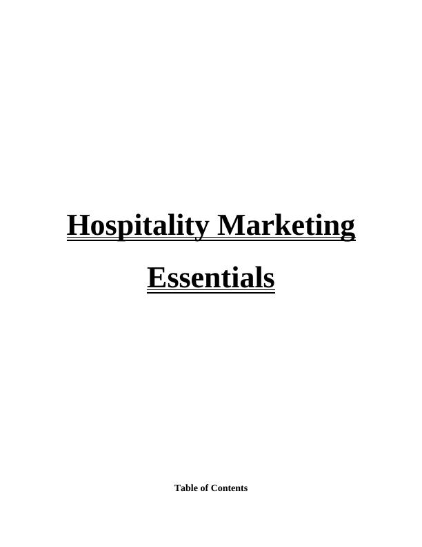 Essentials of Marketing Function in a Hospitality Organisation_1