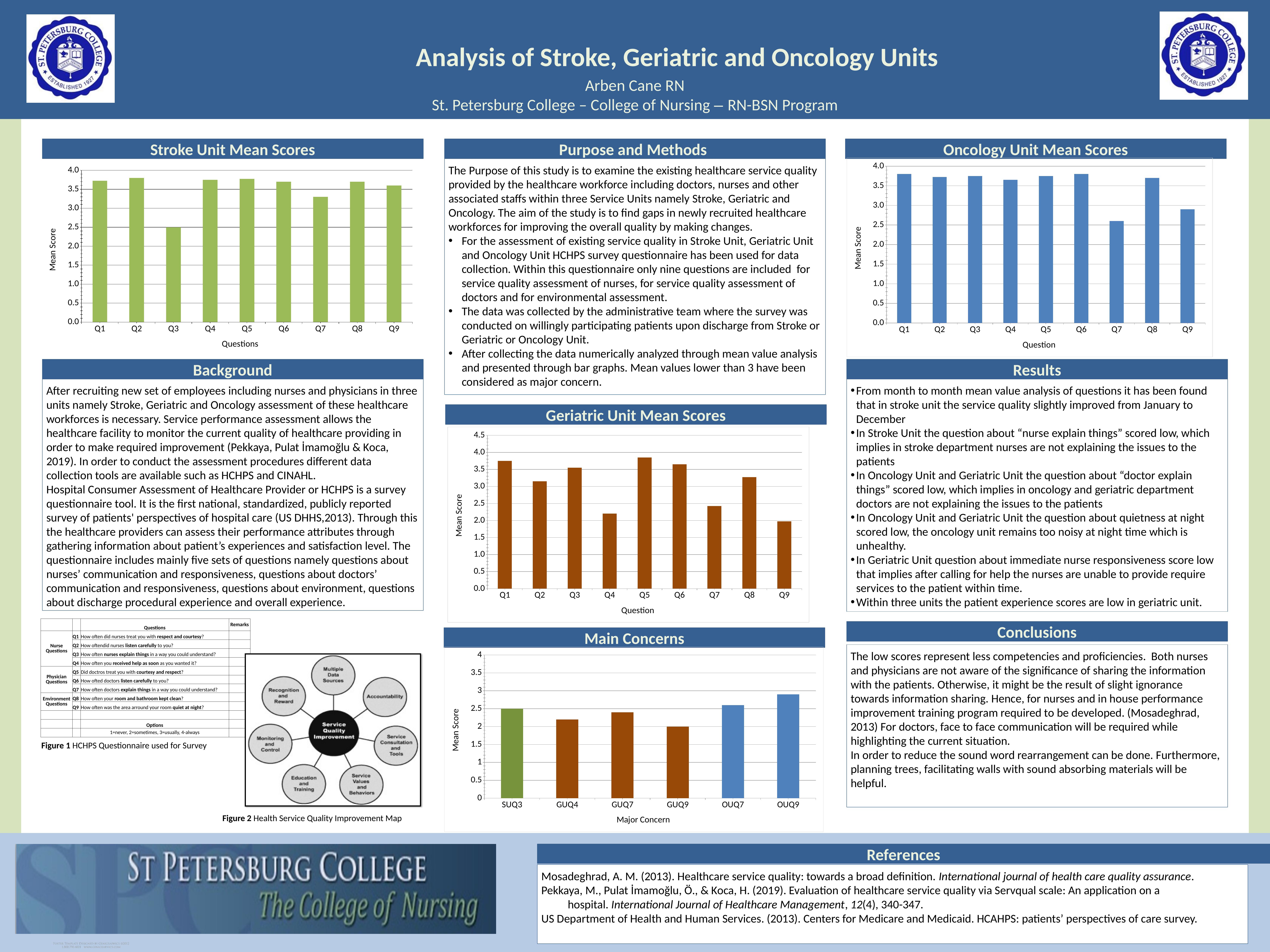 Assessment | Analysis of Stroke, Geriatric and Oncology Units.