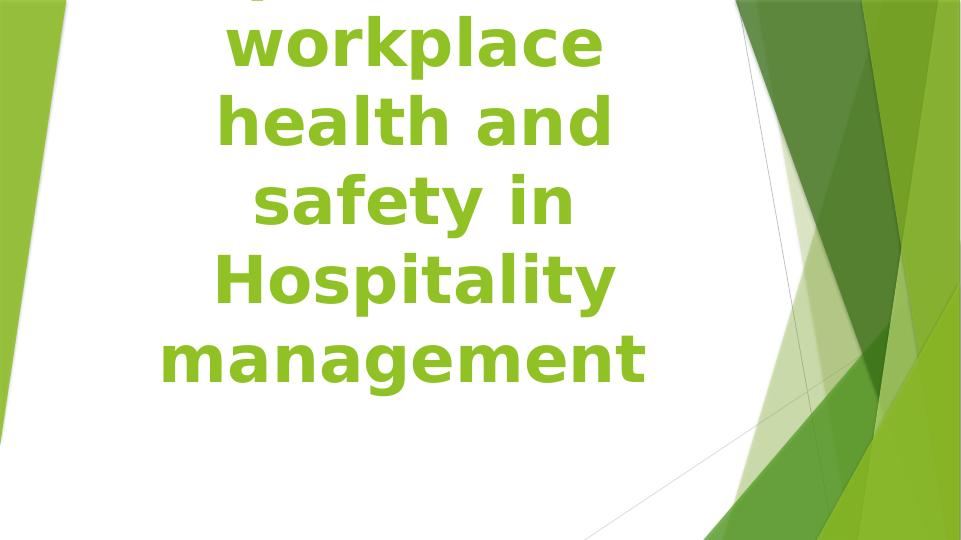 workplace health and safety in Hospitality management._1