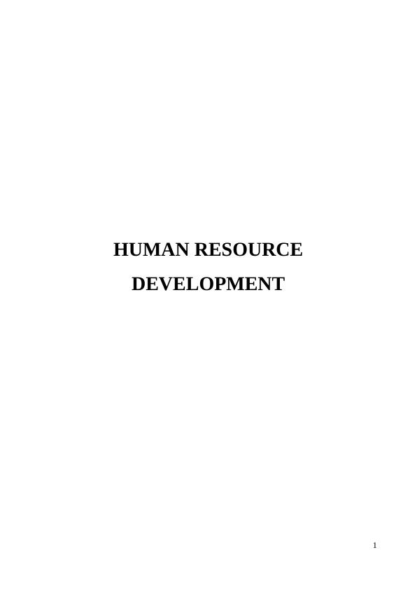 Human Resource Development in McDonald's - Assignment_1