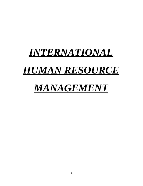 International Human Resource Management : Doc_1
