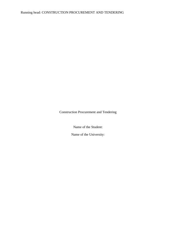 ARBE2309: Construction Procurement and Tendering_1
