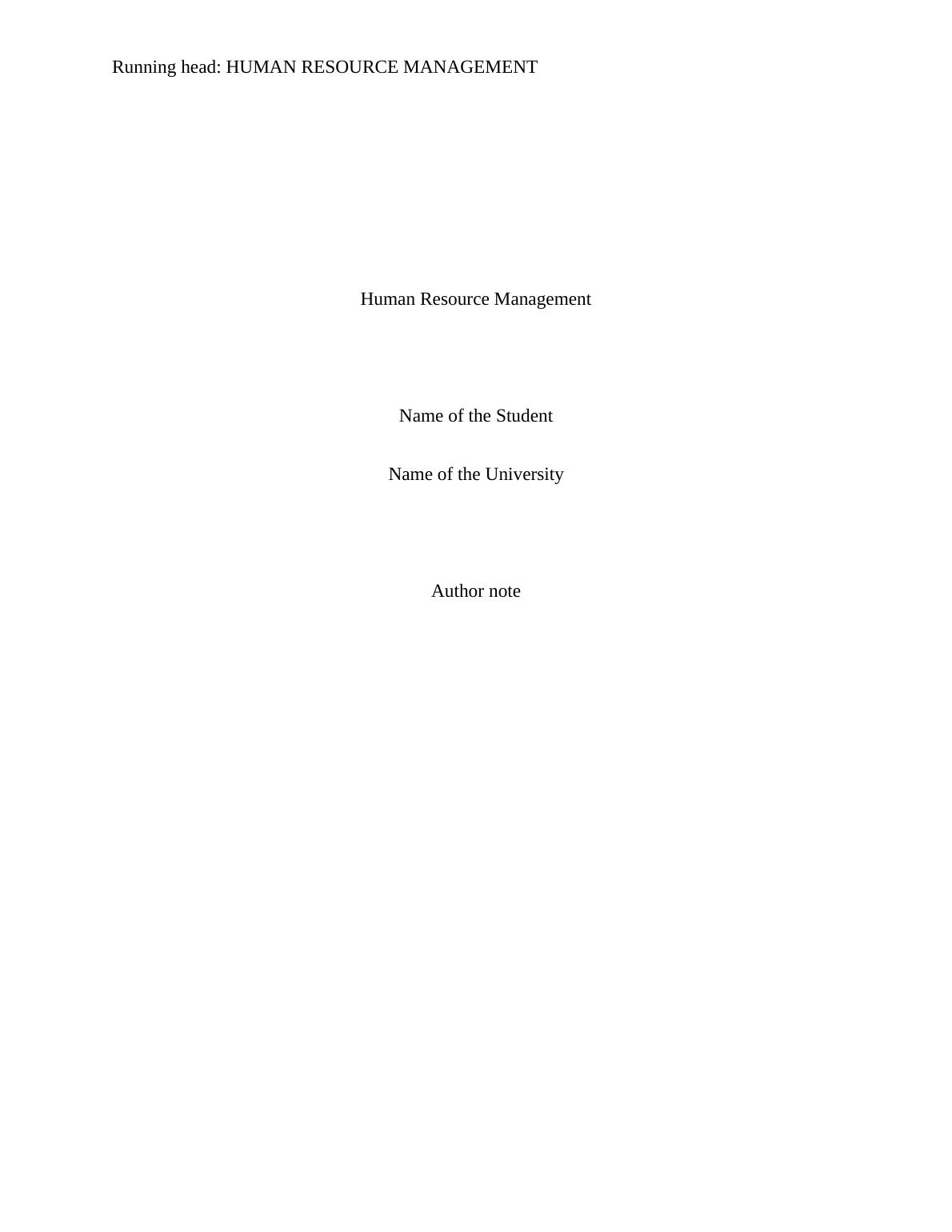 Strategic Human Resource Management - Essay_1