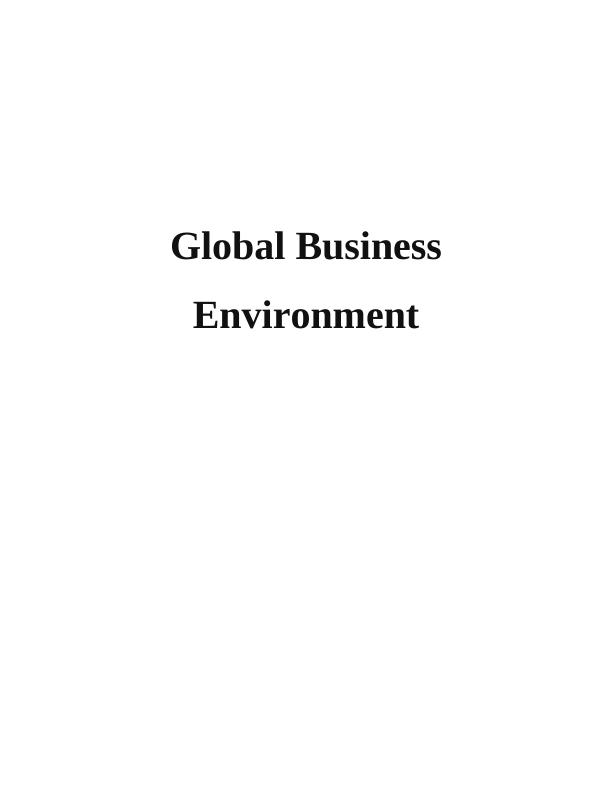 Global Business Environment -  Sasol  Assignment_1