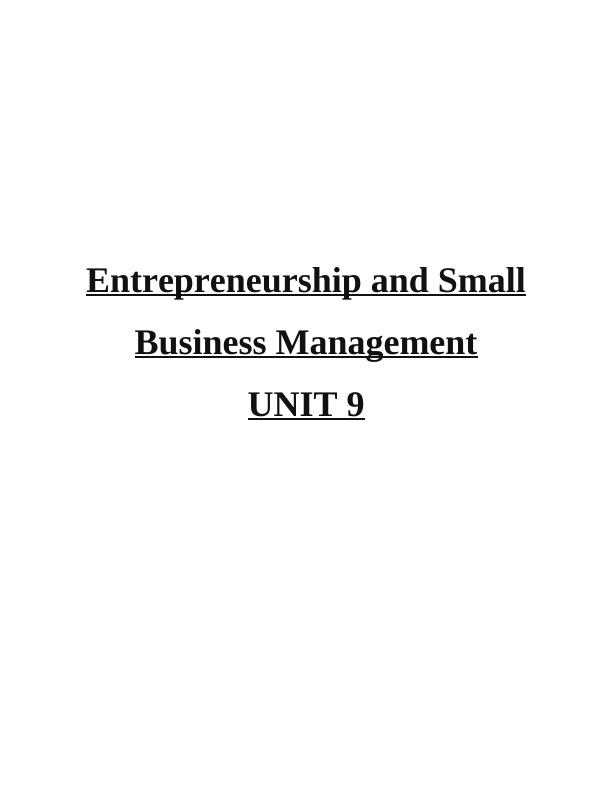 Unit 9 Entrepreneurship & Small Business Management_1