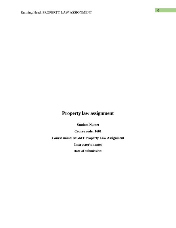 Property Law Assignment_1