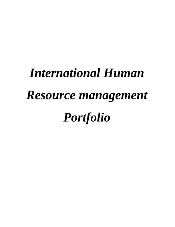 International Human Resource Management Assignment - HLE_1