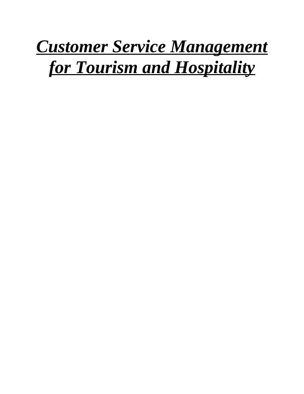 Customer Service Management for Tourism and Hospitality INTRODUCTION_1