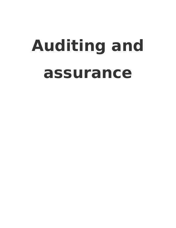 Auditing and Assurance Assignment - NAB_1
