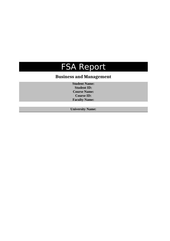 FSA Report Business and Management Assignment_1