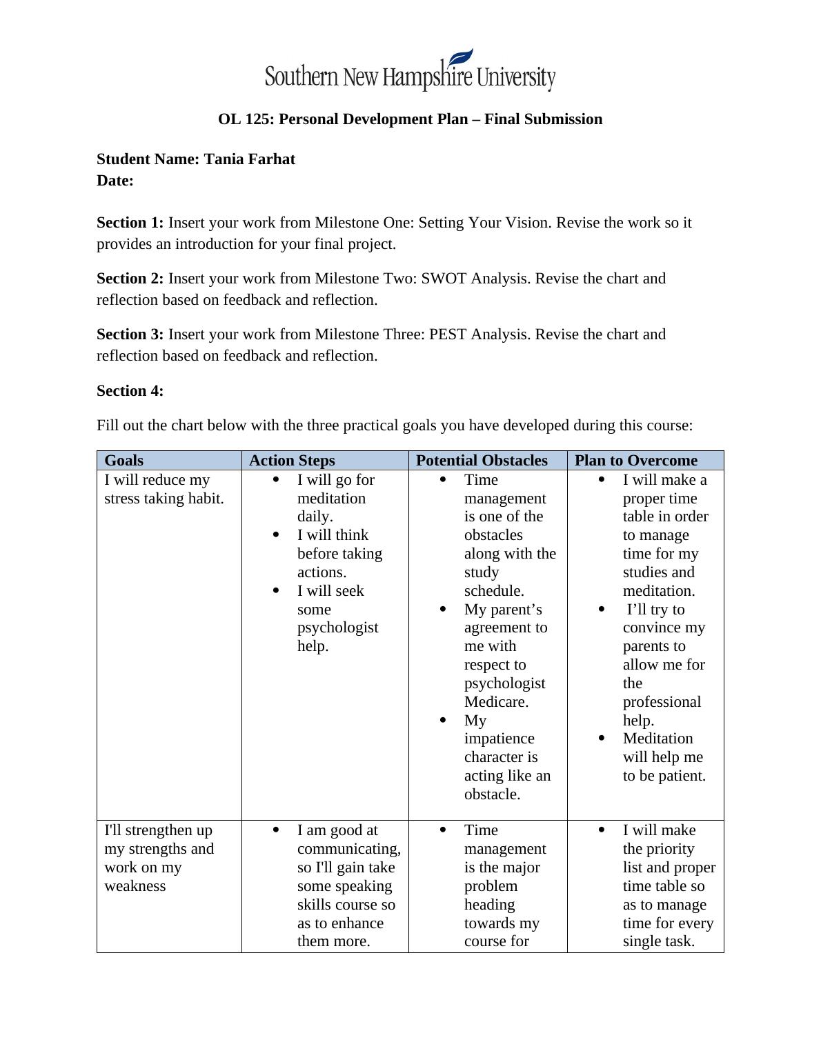 Ol 125 Personal Development Plan Final Submission