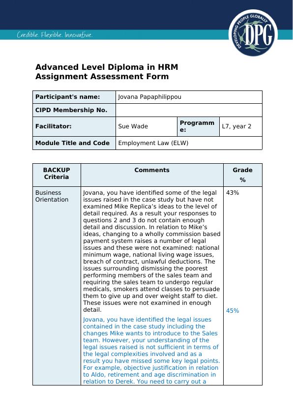 HRM Assignment Employment Law (ELW)_1
