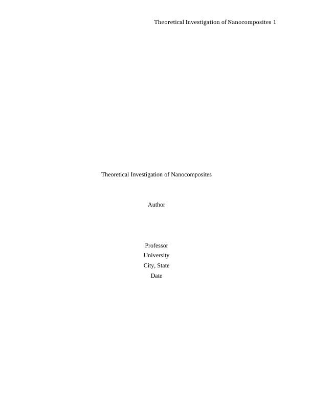 Theoretical Investigation of Nanocomposites- Report_1