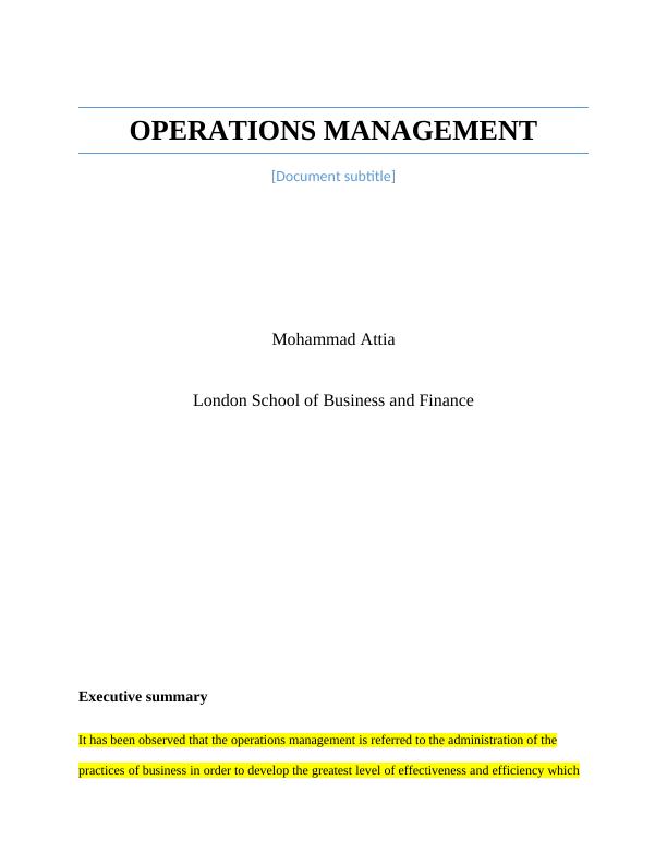 Operations Management: A Case Study of Almarai_1