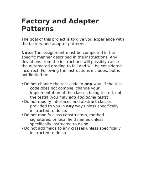 Factory and Adapter Patterns | Project_1