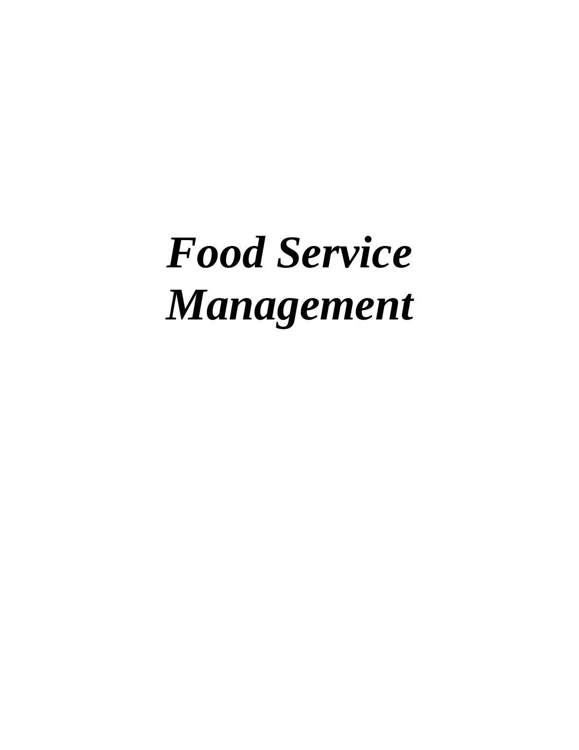 Food Service Management