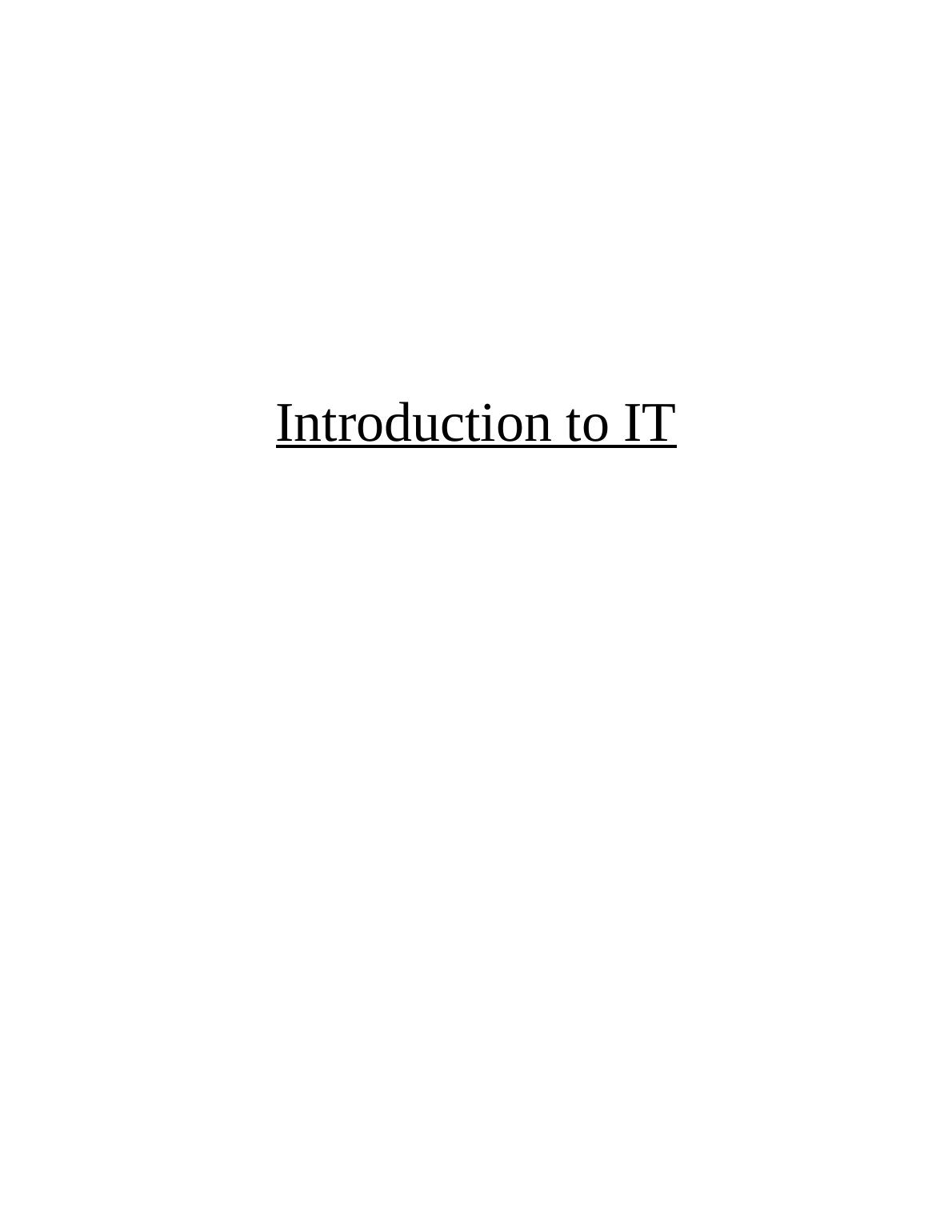 introduction to it assignment