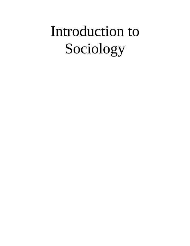 Introduction to Sociology Assignment Solved_1