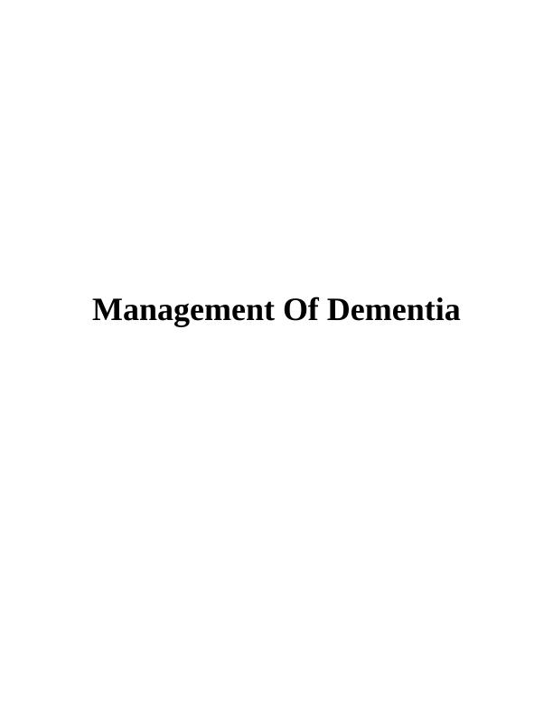 Management of Dementia_1