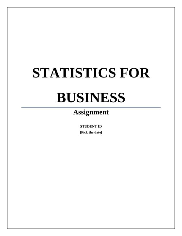 Statistics for Business | Assignment_1