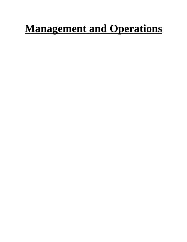 Management and Operations  -  Sample Assignment_1