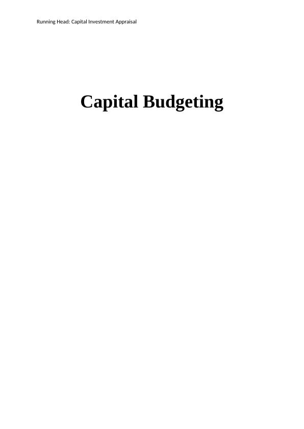 Capital Investment Appraisal Assignment_1